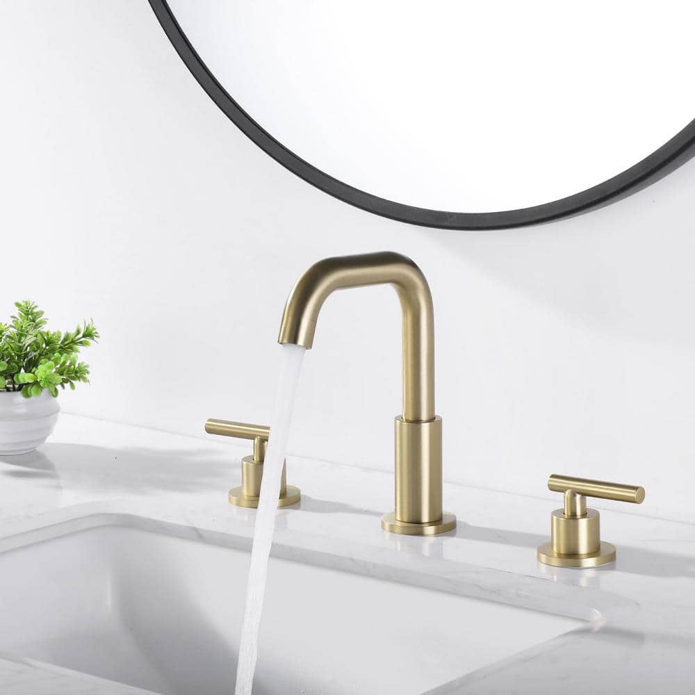 Brushed Gold Solid Brass Widespread Bathroom Faucet