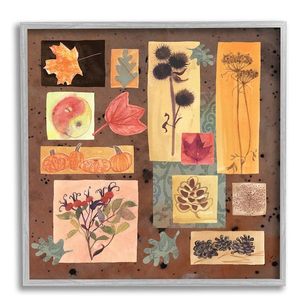 Stupell Industries Autumn Botanicals Pattern by Maret Hensick 1-Piece Framed Graphic Print Nature Poster Art Print 17 in. x 17 in.