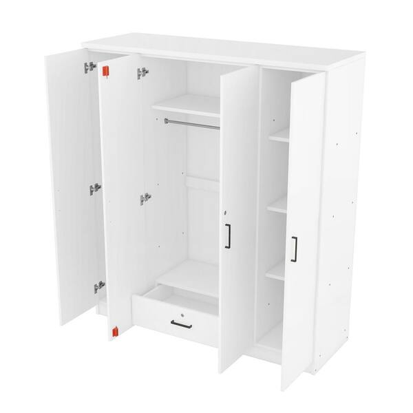 Cathkin 71H Wardrobe Closet with Hanging Rod, Cabinet with 2 Drawers & 2 Shelves, Sliding Door Gracie Oaks Color: White