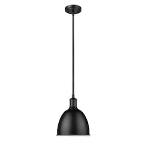 Sawyer 8.25 in. 1-Light Matte Black Industrial Pendant with an Iron Shade