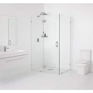 47 in. W x 36.5 in. D x 78 in. H Pivot Frameless Corner Shower Enclosure in Brushed Nickel Finish with Clear Glass