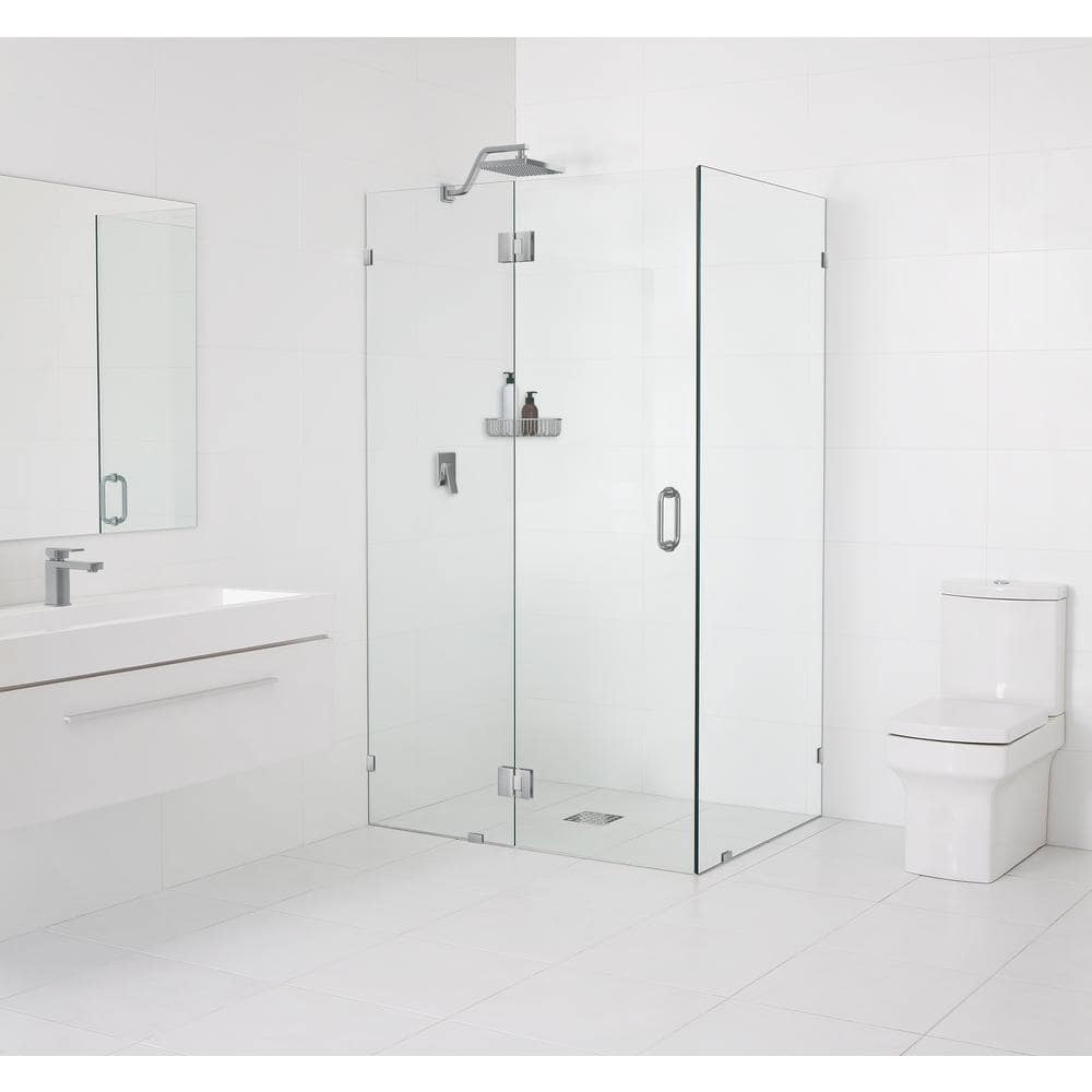 78" Frameless Clear Glass Shower Enclosure with Brushed Nickel Hinges