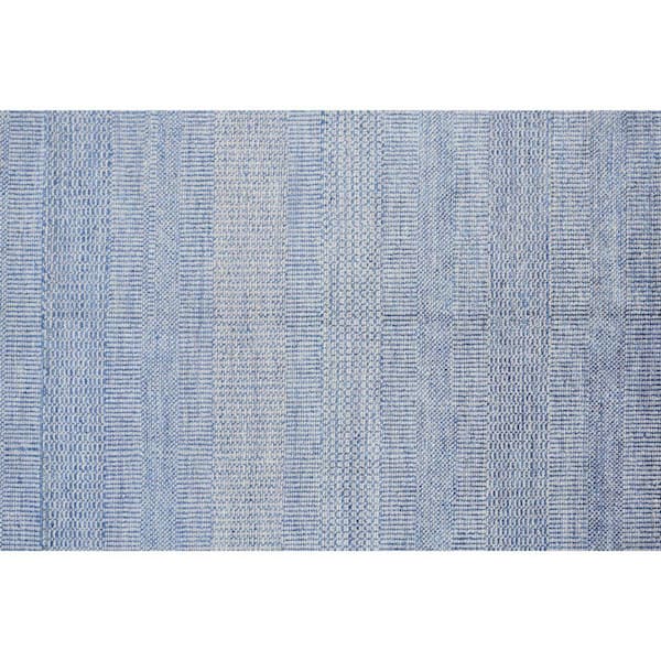 Blue and Silver Striped 2 ft. x 10 ft. Area Rug