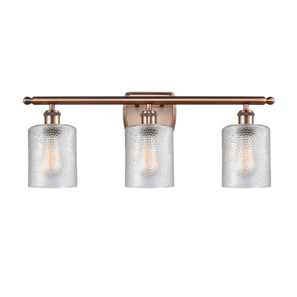 Cobbleskill 26 in. 3-Light Antique Copper Vanity Light with Glass Shade price history on PriceWatchPro