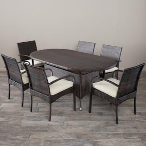 Anthony Multi-Brown 7-Piece Faux Rattan Outdoor Dining Set