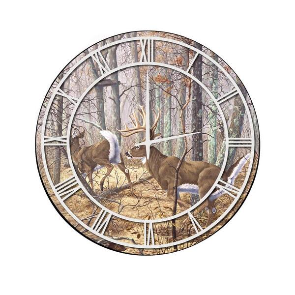 Unbranded "Autumn Pursuit" Full Coverage Art and White Numbers Imaged Wall Clock