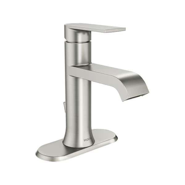 Moen Genta Single Hole Single Handle Bathroom Faucet In Spot Resist Brushed Nickel Ws84760srn The Home Depot