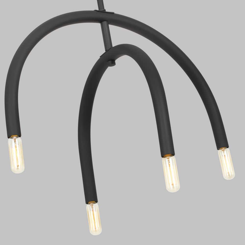 Midnight Black 4-Light Geometric Chandelier with Glass Shades