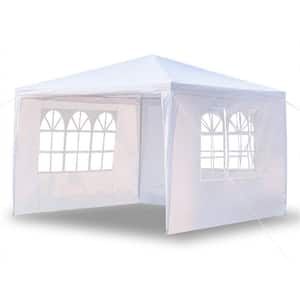 10 ft. x 10 ft. White Outdoor Party Tent Gazebo Patio Tent with 3 Sides Walls