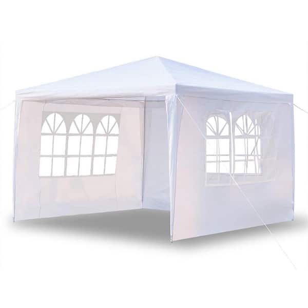 maocao hoom 10 ft. x 10 ft. White Outdoor Party Tent Gazebo Patio Tent with 3 Sides Walls