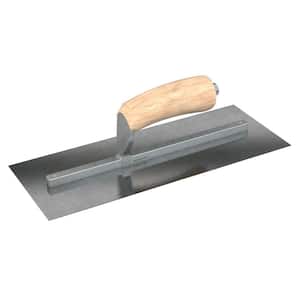 13 in. x 5 in. Carbon Steel Square Finishing Trowel with Wood Handle