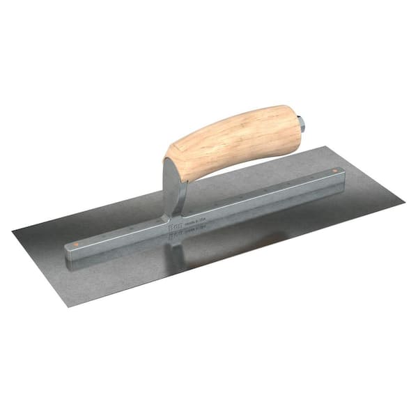 Bon Tool 13 in. x 5 in. Carbon Steel Square Finishing Trowel with Wood ...