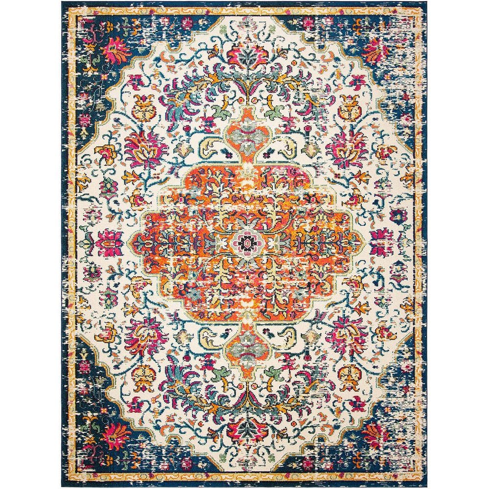 Orange Polypropylene 6 ft. x 9 ft. Geometric Indoor Area Rug