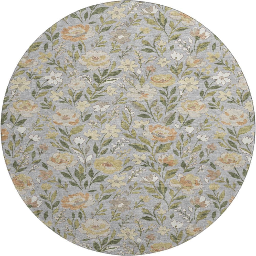 Mayfield Premium Machine Washable Abstract AMF2438 Gray 8 ft. x 8 ft. Round Rug price history on PriceWatchPro