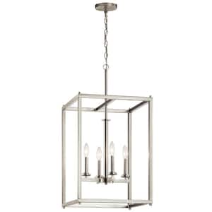 Crosby 4-Light Brushed Nickel Contemporary Candle Foyer Pendant Hanging Light