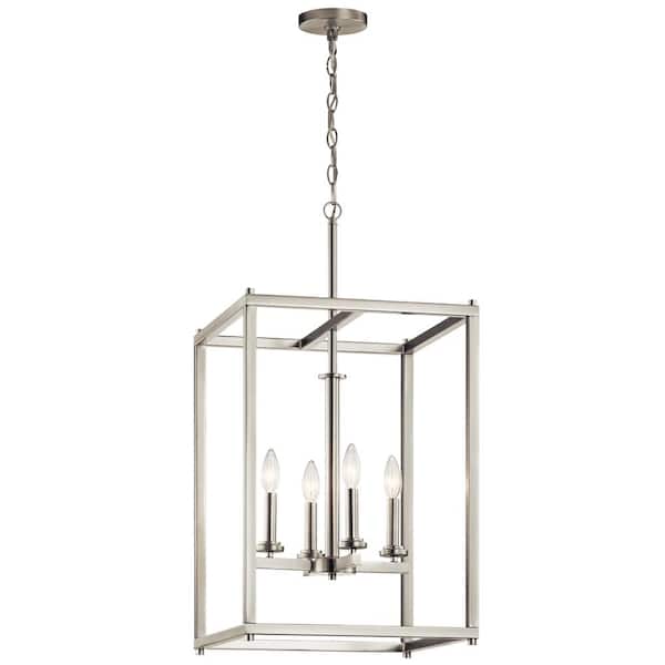 KICHLER Crosby 4-Light Brushed Nickel Contemporary Candle Foyer Pendant Hanging Light