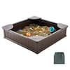 SVOPES Sandbox with Cover, 4 ft. W x 4 ft. L Square Sandbox, HDPE Sand Pit with 4 Corner Seating and Bottom Liner SXSLFXJCK000BU65WV0-1120