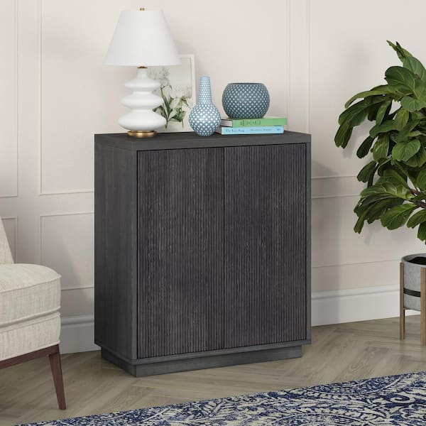 Hudson&Canal Alston Charcoal Gray Accent Cabinet with Swing-Out Doors