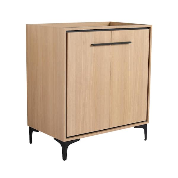 Unbranded 29.3 in. W x 17.9 in. D x 33 in. H Modern Wood Bath Vanity Cabinet without Top 2 Doors Bathroom Cabinet in Oak
