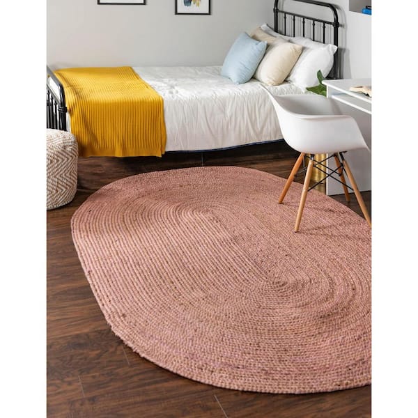 Braided Jute Dhaka Light Pink 8' 0 x 10' 0 Area Rug