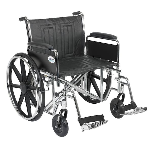 Drive Medical Sentra EC Heavy Duty Wheelchair with Full Arms, Swing Away Footrest and 24 in. Seat