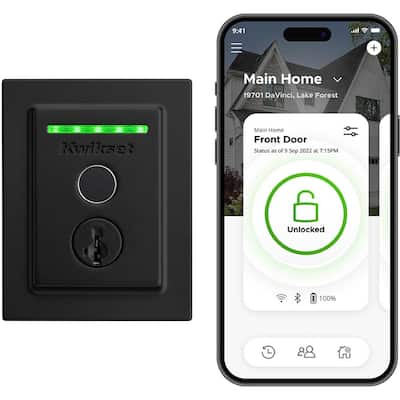 HALO Touch Matte Black Contemporary Fingerprint WiFi Electronic Smart Lock Deadbolt Featuring SmartKey Security