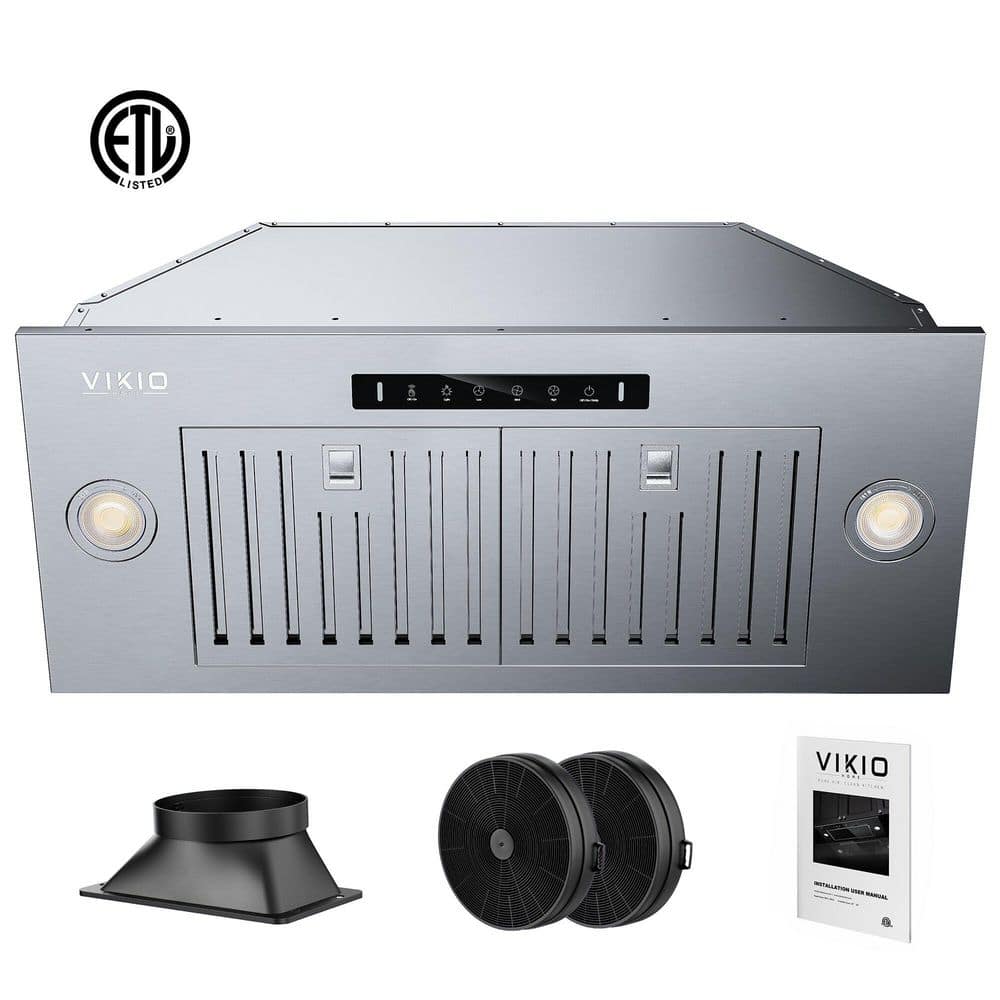 28 in. 900 CFM Convertible Insert Range Hood in Stainless Steel with LED 4-Speed Gesture Sensing and Touch Control Panel