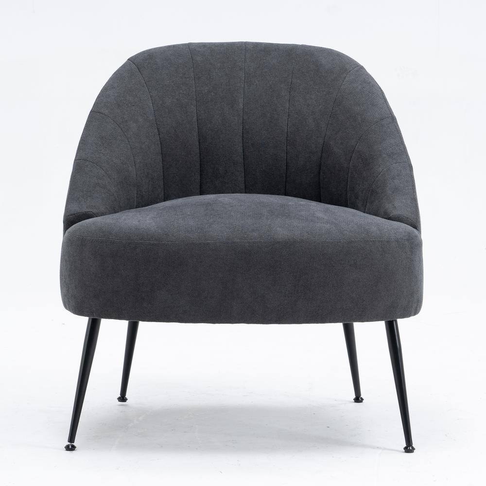 URTR Dark Gray Polyester Fabric Thick Foam Padded Accent Chair Living Room Bedroom Side Chair