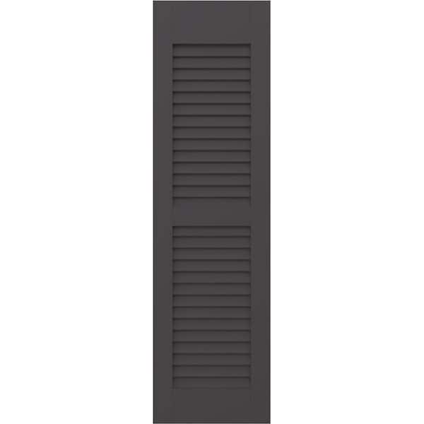 Ekena Millwork 12 in. W x 43 in. H Americraft 2 Equal Louver Exterior Real Wood Shutters Pair in Shadow Mountain