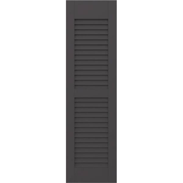 Ekena Millwork 18 in. W x 77 in. H Americraft 2 Equal Louver Exterior Real Wood Shutters Pair in Shadow Mountain