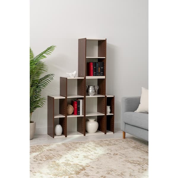 【送料無料】Collection Shelf / BROWN Sunnydaze Rosalee 9-Tier Open Bookshelf with Staggered Shelves