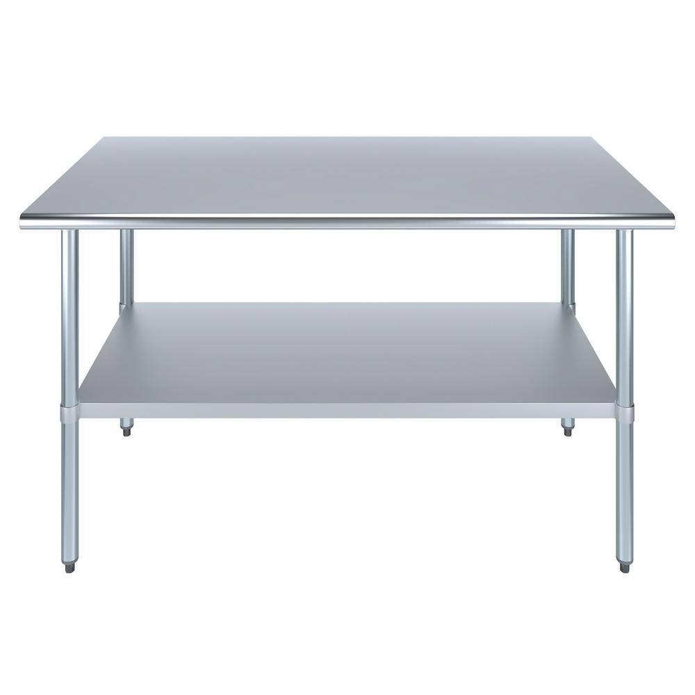 60" Stainless Steel Work Table with Galvanized Undershelf