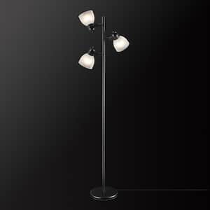 LED for Life 63 in. 3-Light Matte Black Floor Lamp