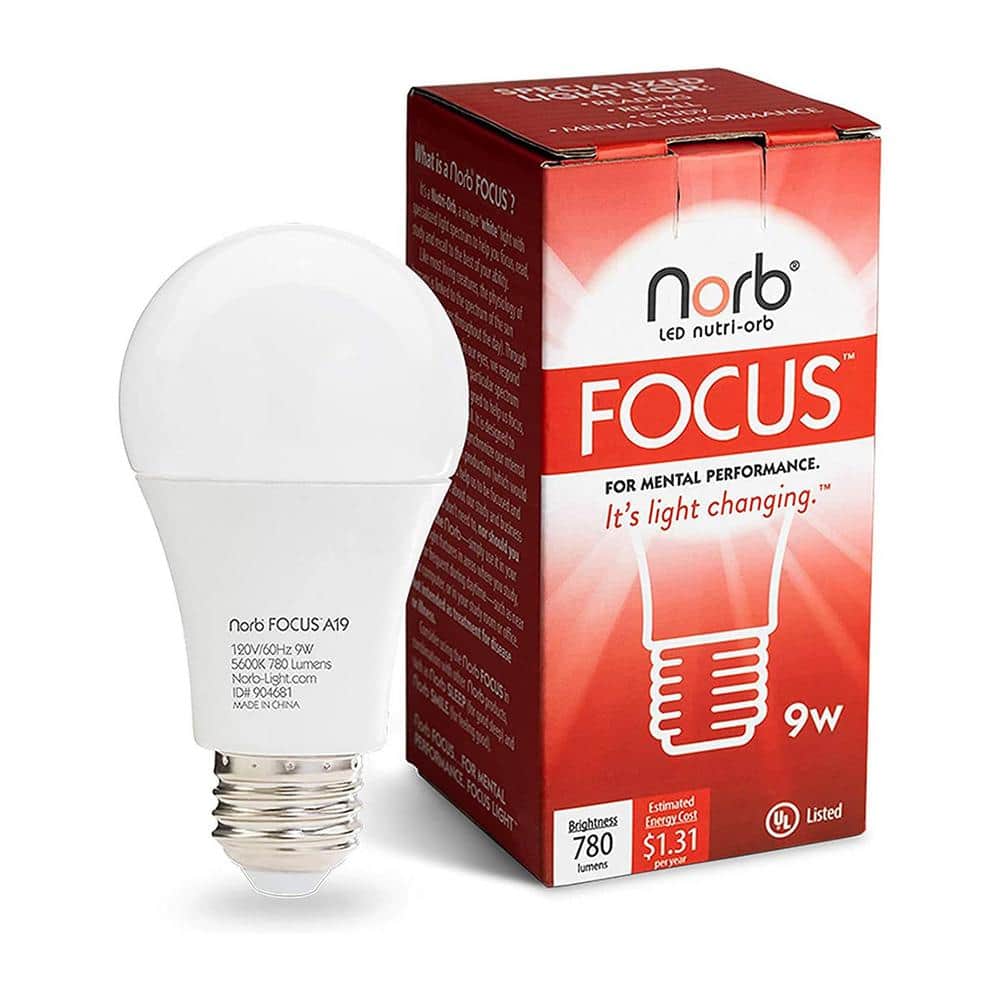 NorbFOCUS 9W Equivalent Focus & Wellness A19 5600K LED Bulb (1-Pack)