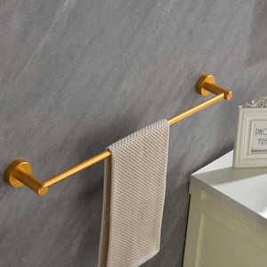 6-Piece Bath Hardware Set with Towel Rail x 2 Paper Towel Rack x 1 Towel Ring x 1 Hook x 2 in Brushed Gold