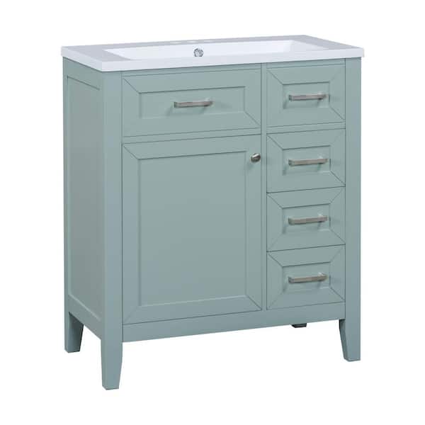 Boosicavelly 30 in. W x 18 in. D x 36 in. H Single Sink Freestanding Bath Vanity in Green with White Ceramic Top