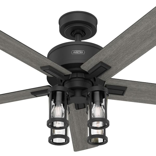 Hunter 52 inch Astwood II Matte Black Ceiling Fan with LED Light Kit and Handheld Remote