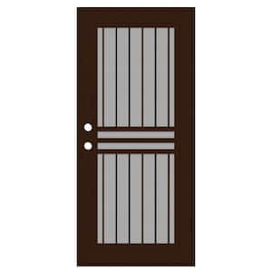 Plain Bar 30 in. x 80 in. Left-Hand/Outswing Copper Aluminum Security Door with Charcoal Insect Screen