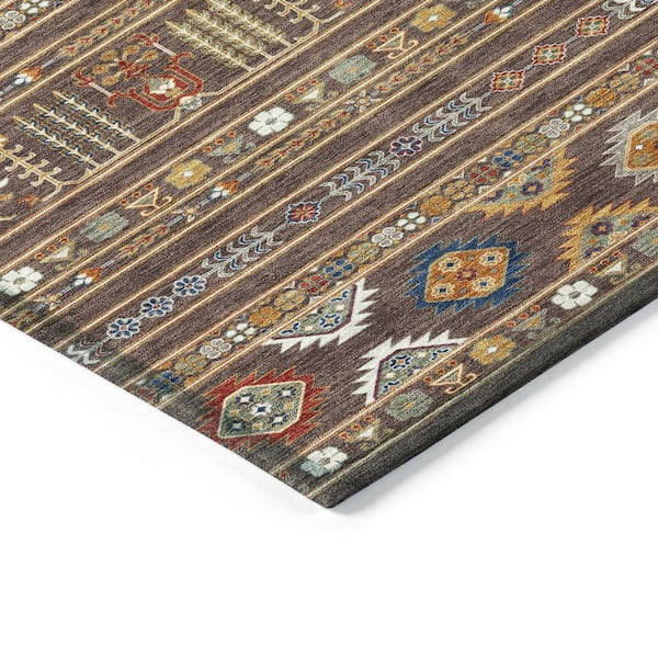 Chantille Machine Washable Indoor/Outdoor Abstract ACN2244 Chocolate 2 ft. 3 in. x 7 ft. 6 in. Runner Rug