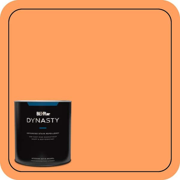 BEHR DYNASTY 1 qt. #250B-5 Orange Spice Satin Enamel Interior Stain-Blocking Paint and Primer