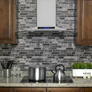 30 in. 343 CFM Convertible Kitchen Wall Mount Range Hood in Stainless Steel with Tempered Glass and Touch Controls