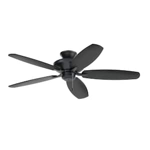 Renew ENERGY STAR 52 in. Indoor Satin Black Dual Mount Ceiling Fan with Pull Chain for Bedrooms or Living Rooms