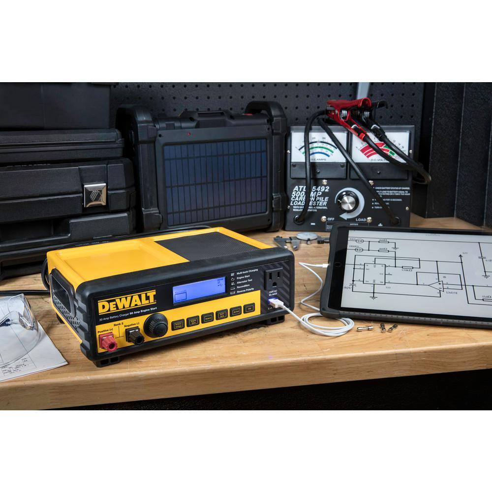 Dewalt 30 Amp Multi Bank Portable Car Battery Charger With 80 Amp Engine Start Dxaec80 The Home Depot