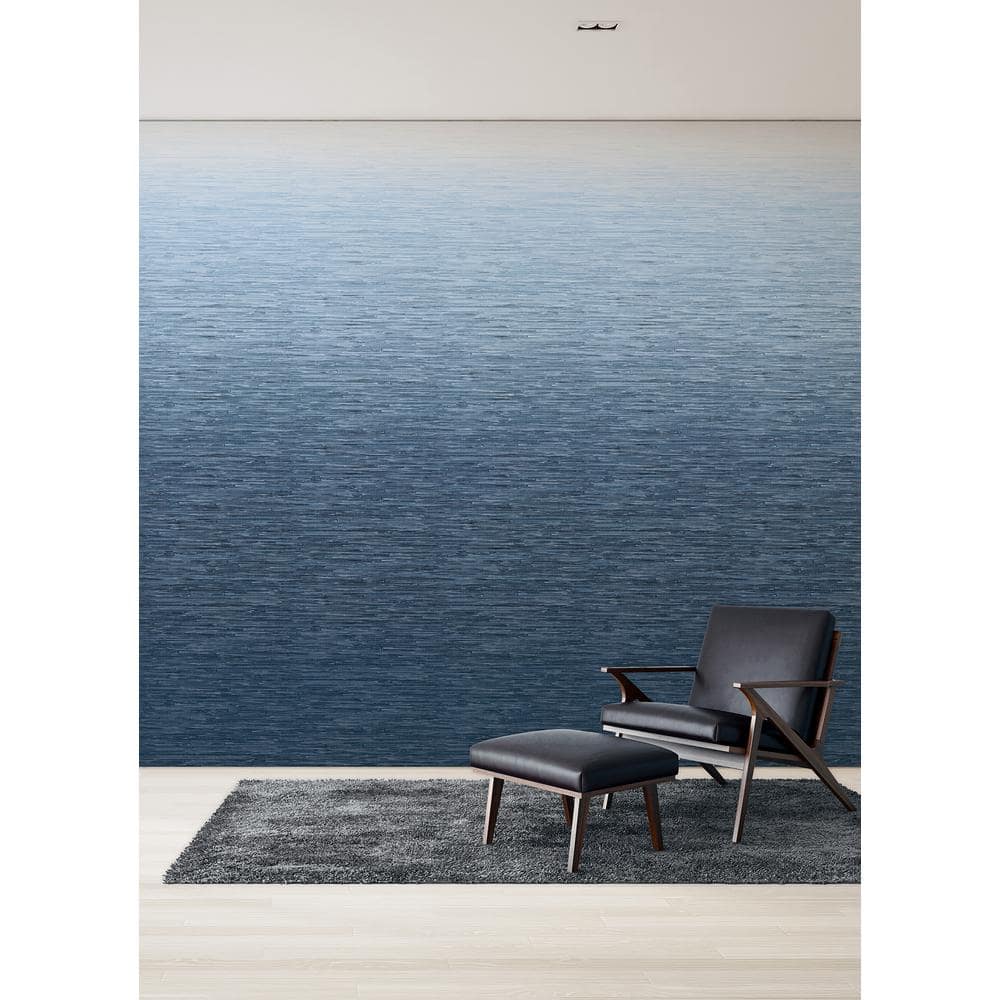 Blue Grasscloth Textured Ombre Wall Mural, 2-Piece Set