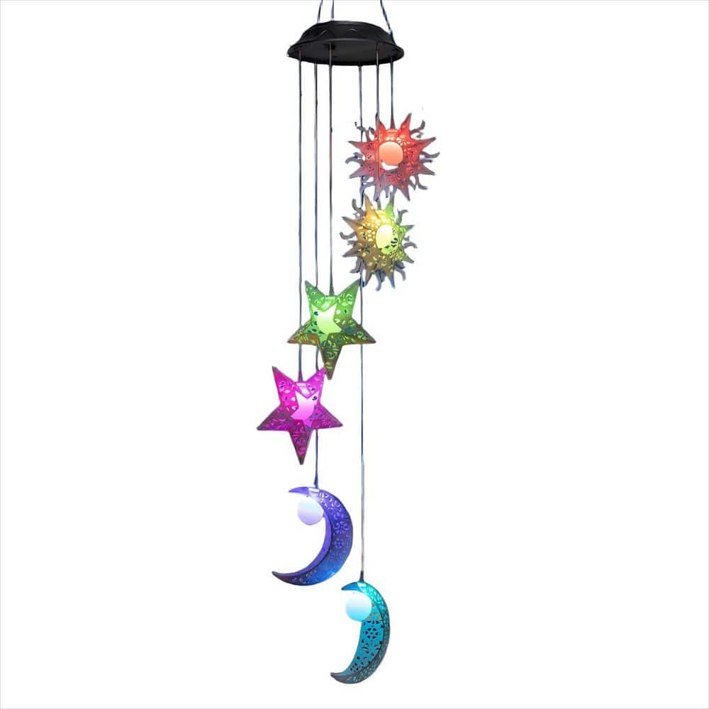 Solar Wind Chimes with Sun, Moon, Star, Hanging Lights Windchimes Outdoors Garden Decor, Coloful price history on PriceWatchPro