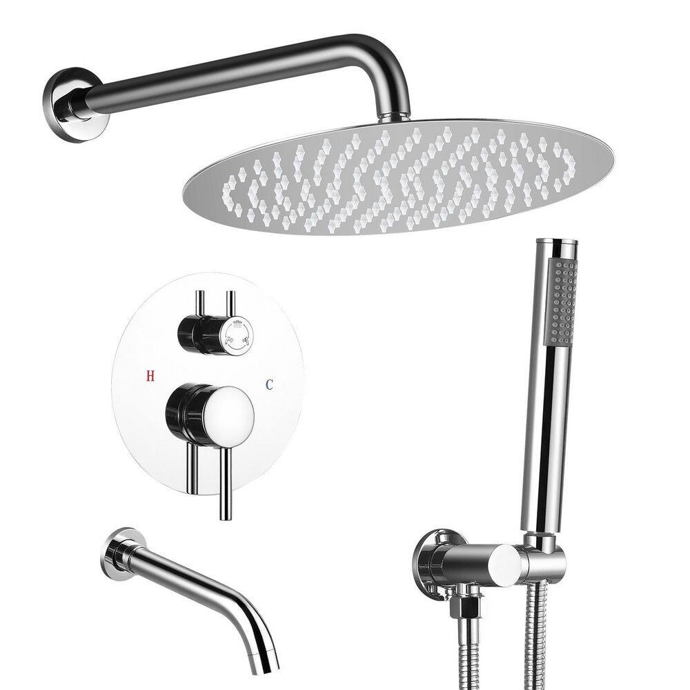 Single Handle 3-Spray 12 in. Shower Faucet 2.0 GPM with Pressure Balance, A