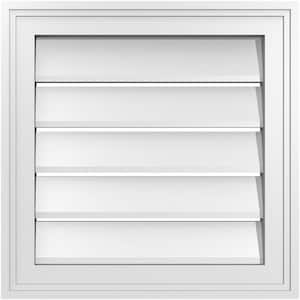 18" x 18" Vertical Surface Mount PVC Gable Vent: Functional with Brickmould Frame
