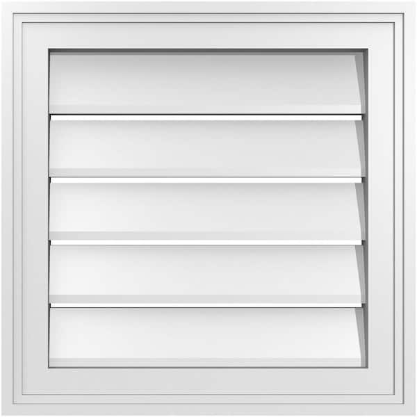 Ekena Millwork 18" x 18" Vertical Surface Mount PVC Gable Vent: Functional with Brickmould Frame