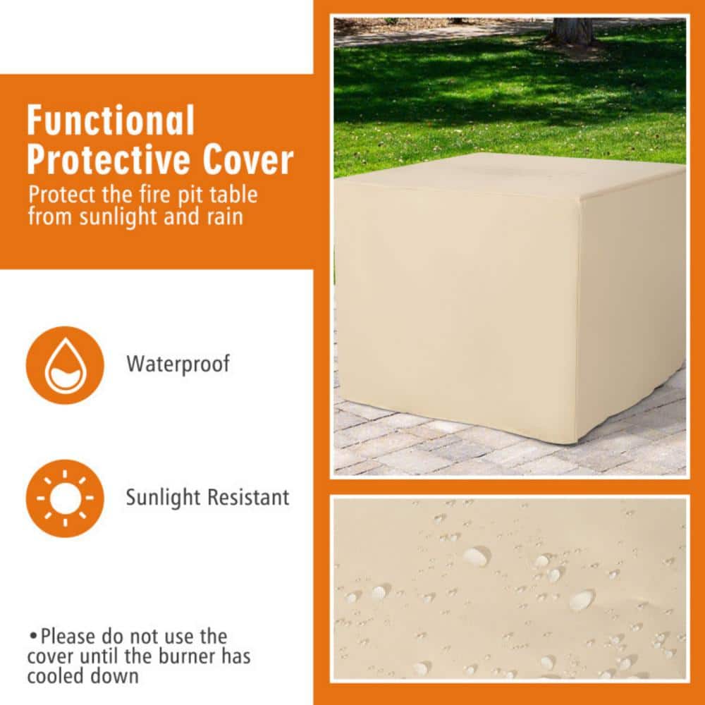 Black Steel 30-Inch Square Gas Fire Pit Table with Cover