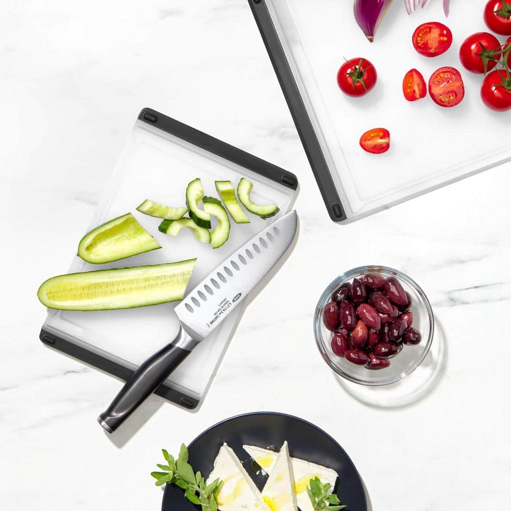 Clear Plastic Rectangular Cutting Board Set with Non-Slip Feet